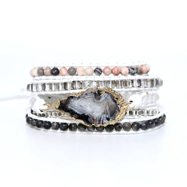 Natural Black Agate Positive Wrap Bracelet